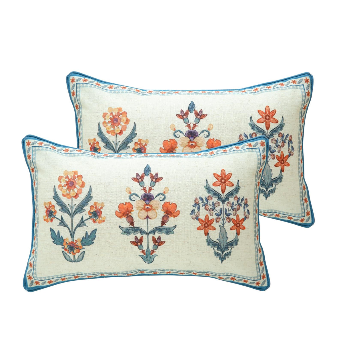 ISAENNE Vintage Elegant Linen Square Throw Pillow Cover,18"x18"-Albano A