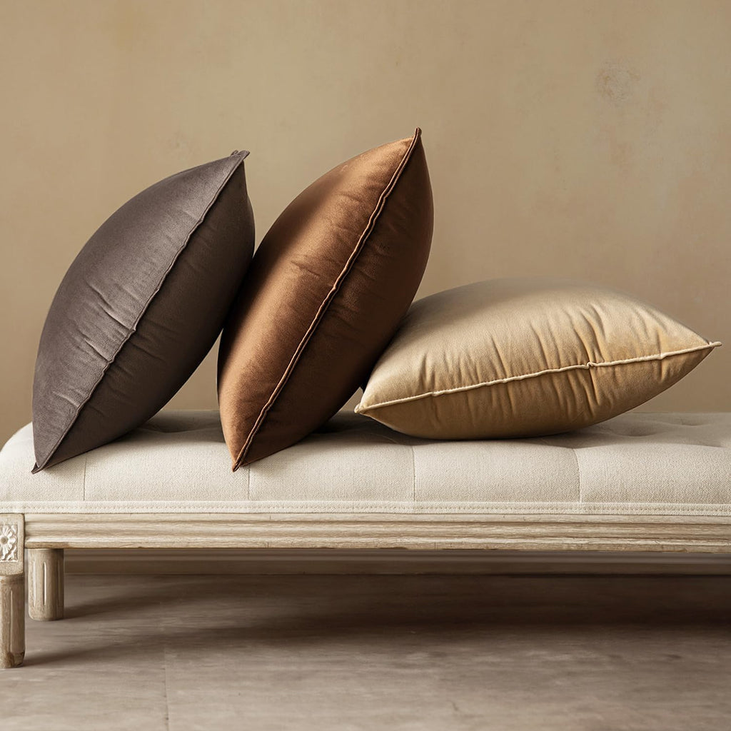 MIULEE Decorative Brown Velvet Throw Pillow Covers for Couch 18x18 Inch