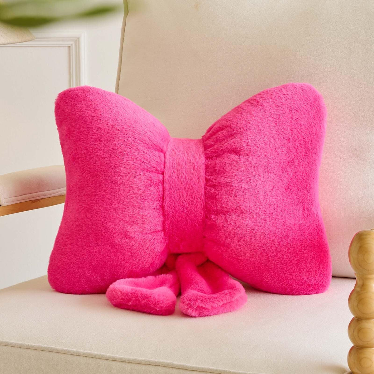 Lfsaaj Bowknot Pillow Pink Cute Bow Decorative Throw Pillows 12" Aesthetic Home Decor Bow Cushions Butterfly Knot Plush Pillow for Bedroom Couch