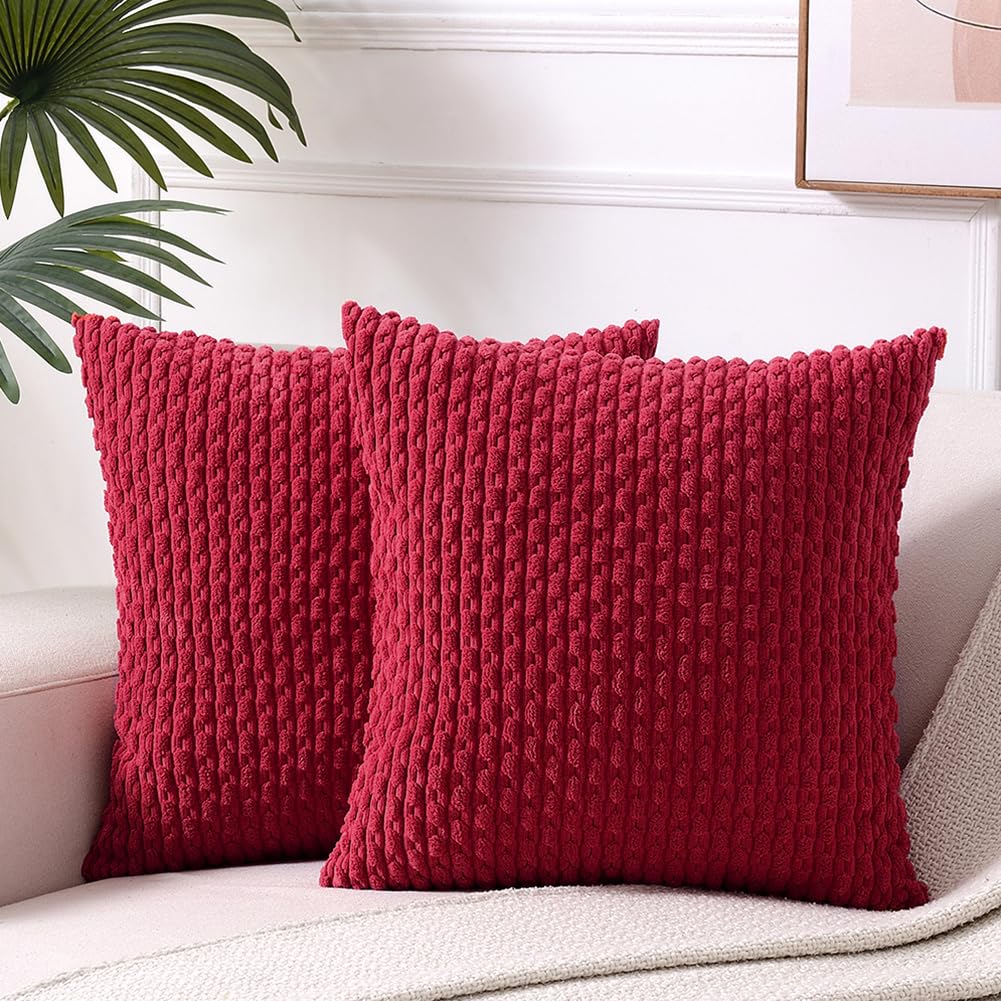 Fancy Homi 2 Packs Blush Pink Decorative Throw Pillow Covers 18x18 Inch for Couch Bed Sofa, Modern Farmhouse Boho Home Decor, Soft Cute Plush Corduroy Cushion Case 45x45 cm