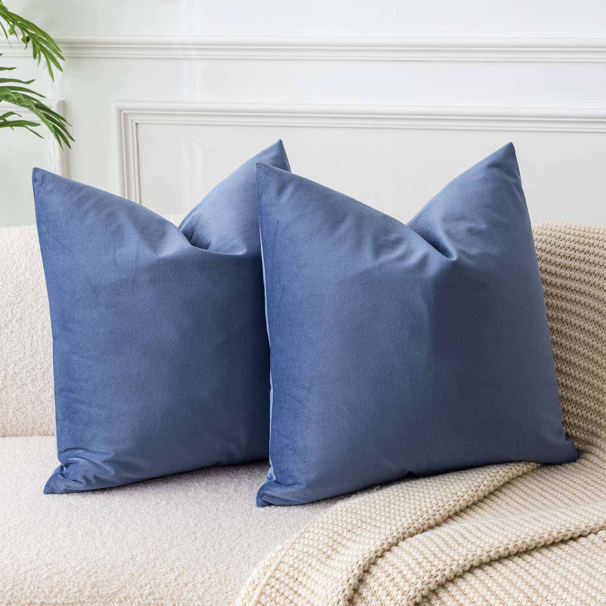 Velvet Throw Pillow Covers 18x18 for Couch Bed Sofa,Eggplant Purple