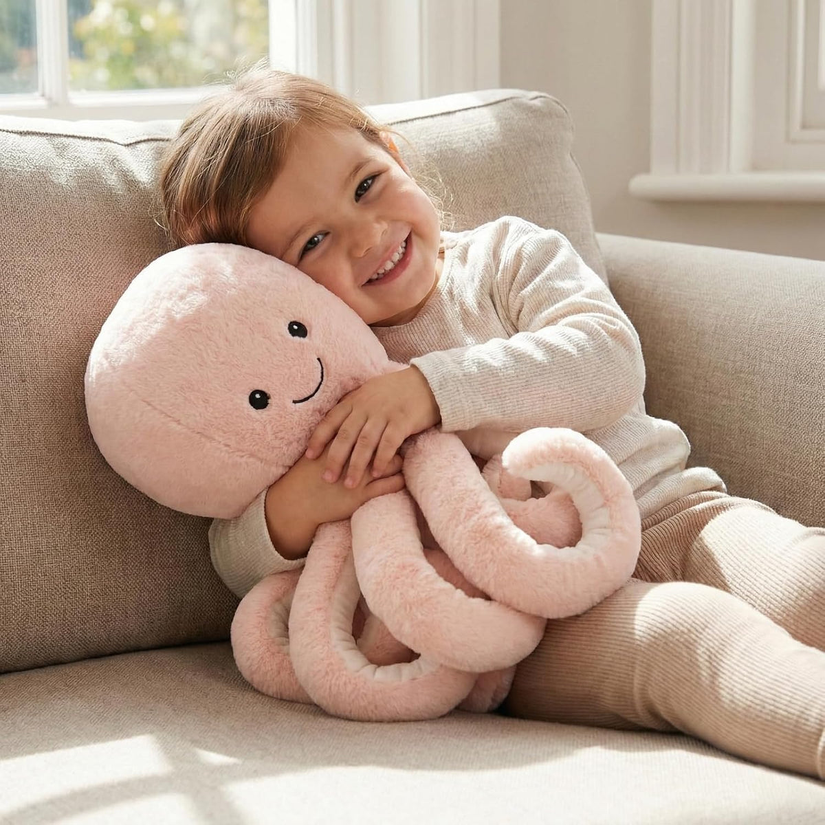 WEIGEDU Octopus Stuffed Animal Plush Toy, Pink