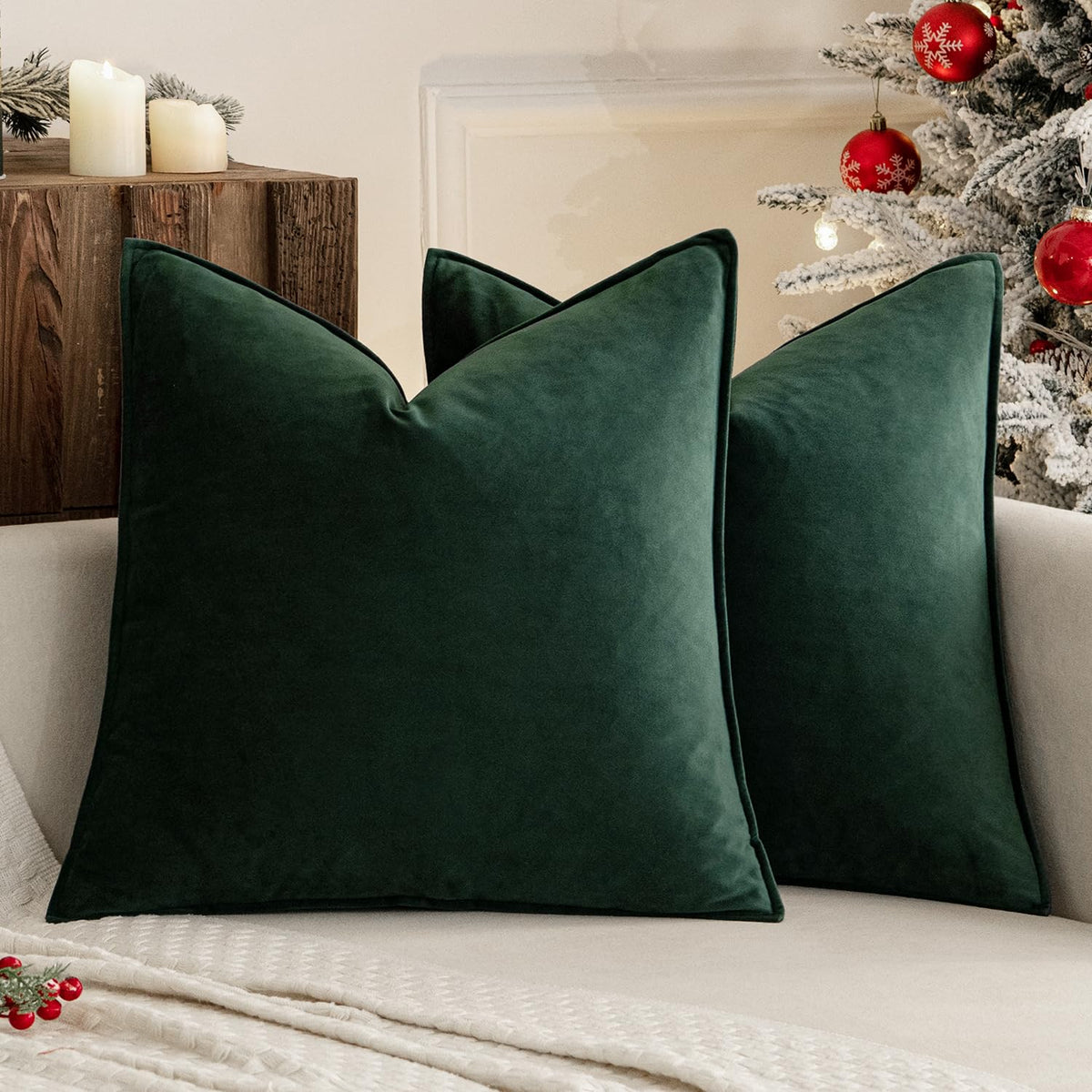 MIULEE Decorative Brown Velvet Throw Pillow Covers for Couch 18x18 Inch