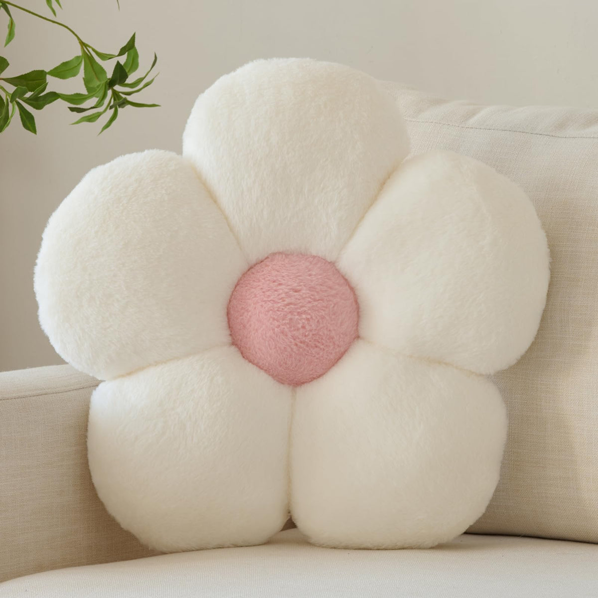 Zlgkjk Flower Pillow, Decorative Throw Pillows with Soft Plush for Couch Bed, Cute Daisy Pillow Cushion Home Decor Floral Throw Pillow (Blue, 14.9 Inches)