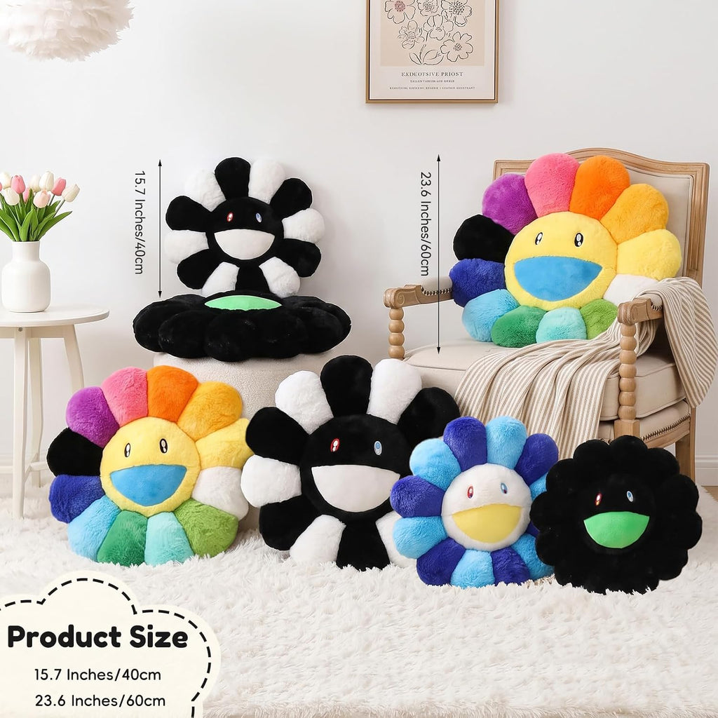 Flower Pillow, Cute Smiley Face Flower Shaped Throw Pillows 15.7In