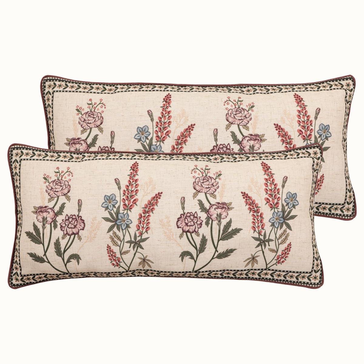 ISAENNE Vintage Elegant Linen Square Throw Pillow Cover,18"x18"-Albano A