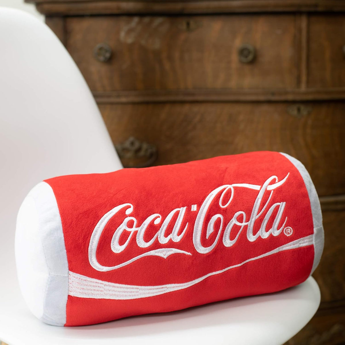 Coca-Cola Red Soda Can Embroidered Plush Pillow, 8 x 13 In