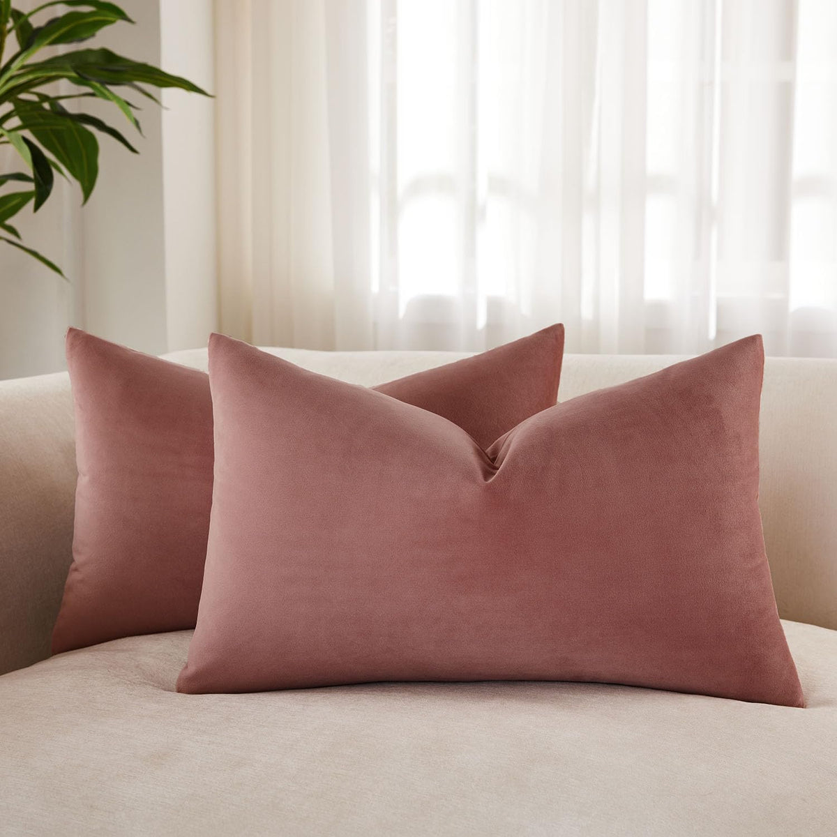Velvet Throw Pillow Covers 18x18 for Couch Bed Sofa,Eggplant Purple