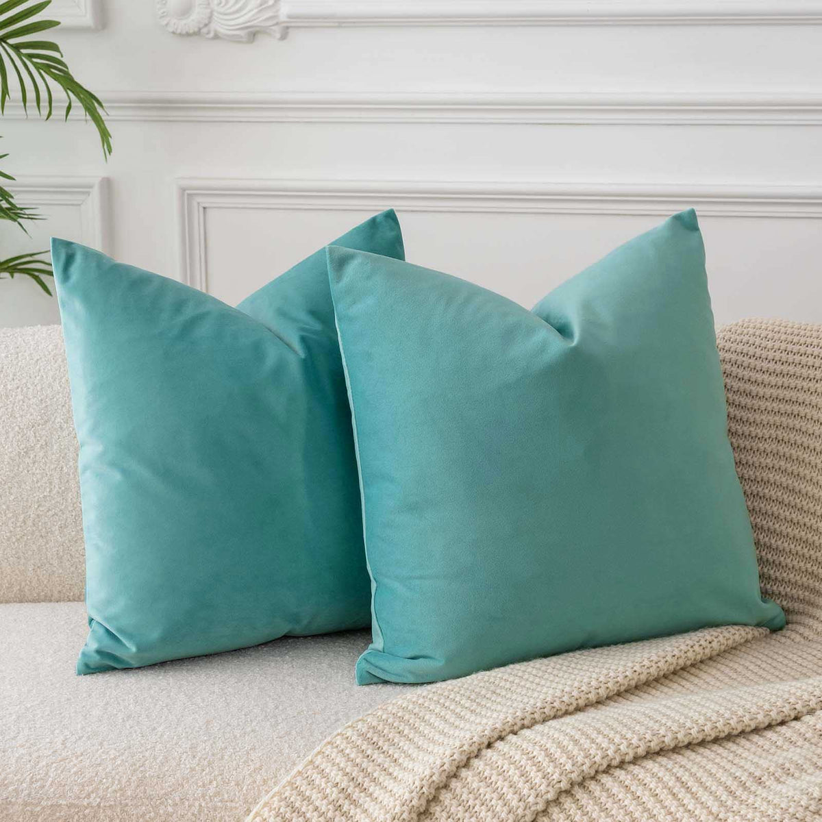 Velvet Throw Pillow Covers 18x18 for Couch Bed Sofa,Eggplant Purple