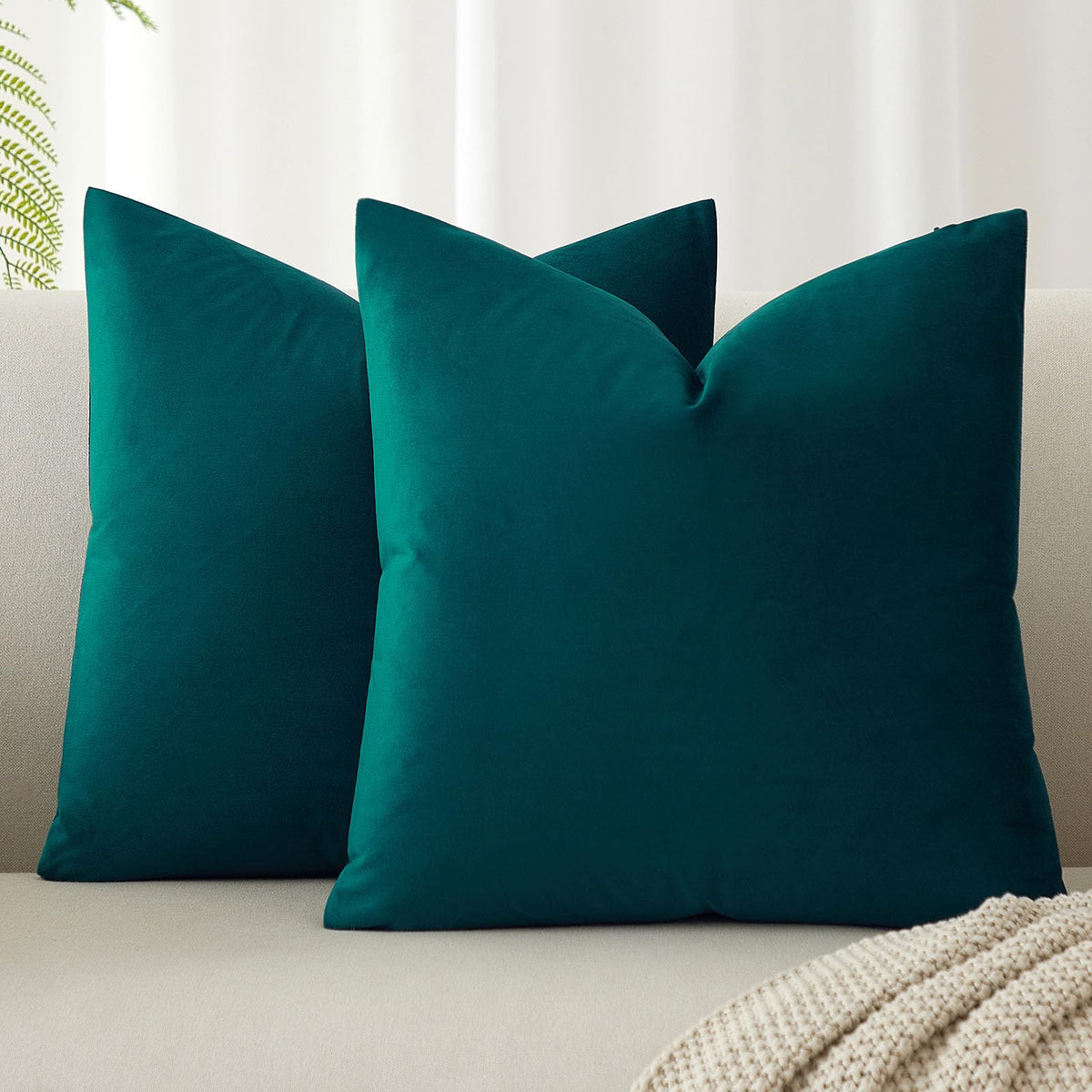 Velvet Throw Pillow Covers 18x18 for Couch Bed Sofa,Eggplant Purple