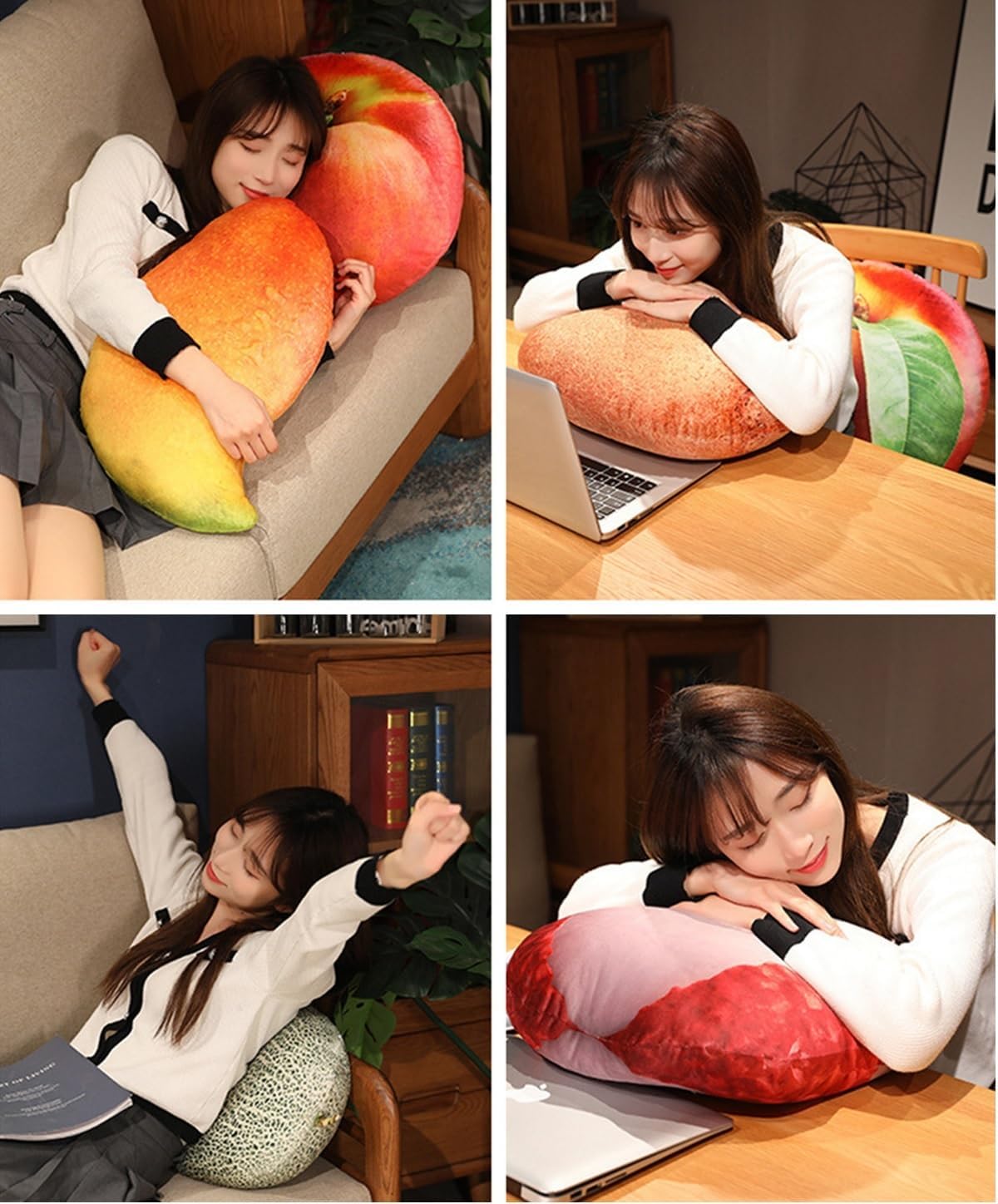 WAIUYIA Simulation Fruit Throw Pillow Kawaii Stuffed Fruit Plush Throw Pillow Decorative Cute Soft Fruit Plush Pillows Cushions for Bed Couch Chair Sofa Home Decor (Jackfruit)