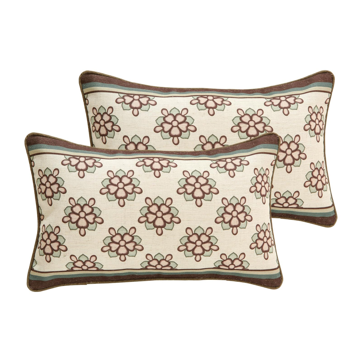 ISAENNE Vintage Elegant Linen Square Throw Pillow Cover,18"x18"-Albano A
