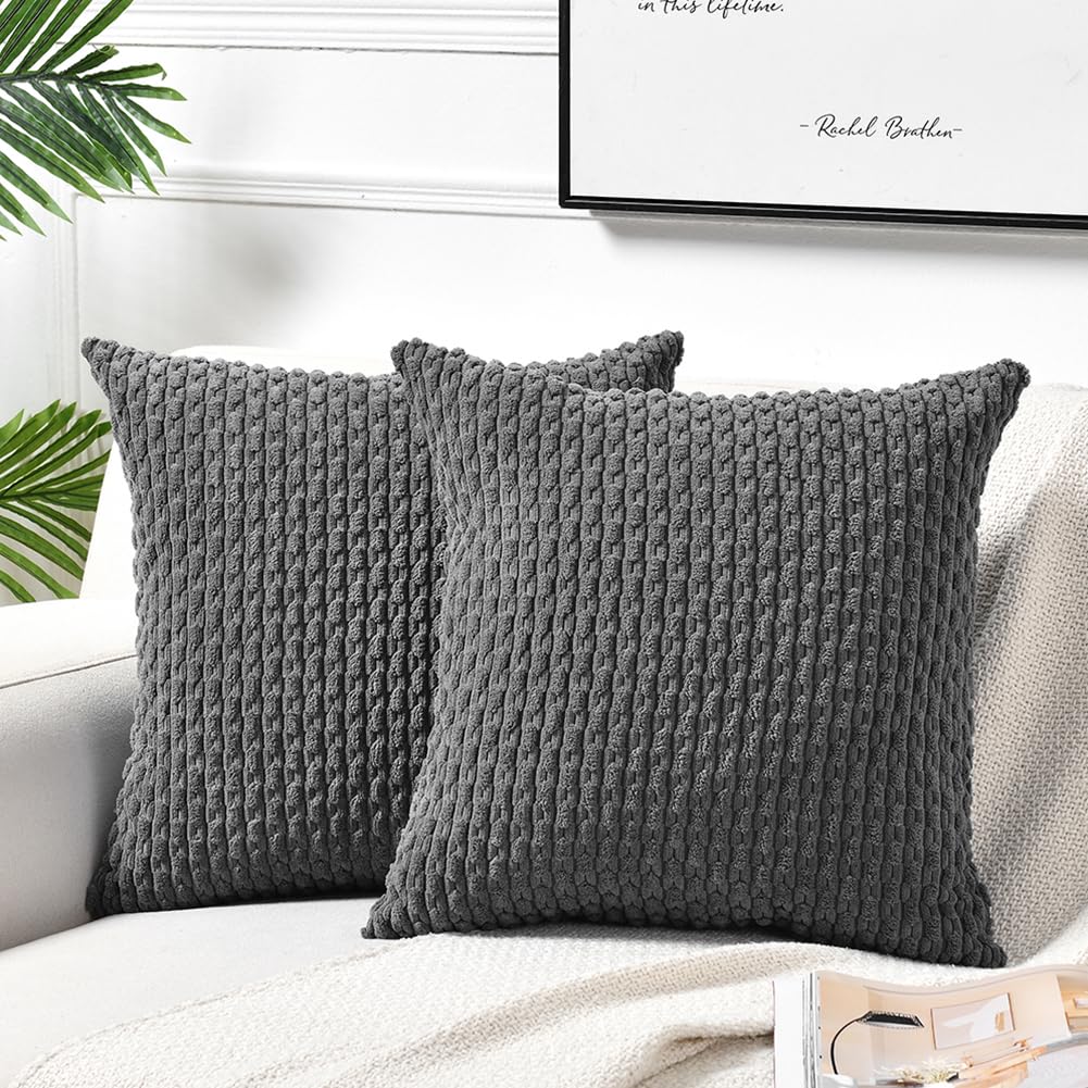 Fancy Homi 2 Packs Blush Pink Decorative Throw Pillow Covers 18x18 Inch for Couch Bed Sofa, Modern Farmhouse Boho Home Decor, Soft Cute Plush Corduroy Cushion Case 45x45 cm