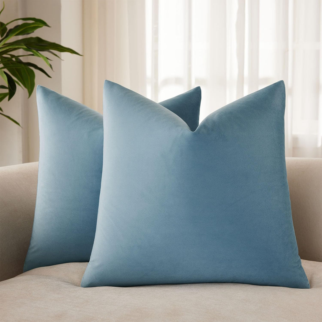Velvet Throw Pillow Covers 18x18 for Couch Bed Sofa,Eggplant Purple