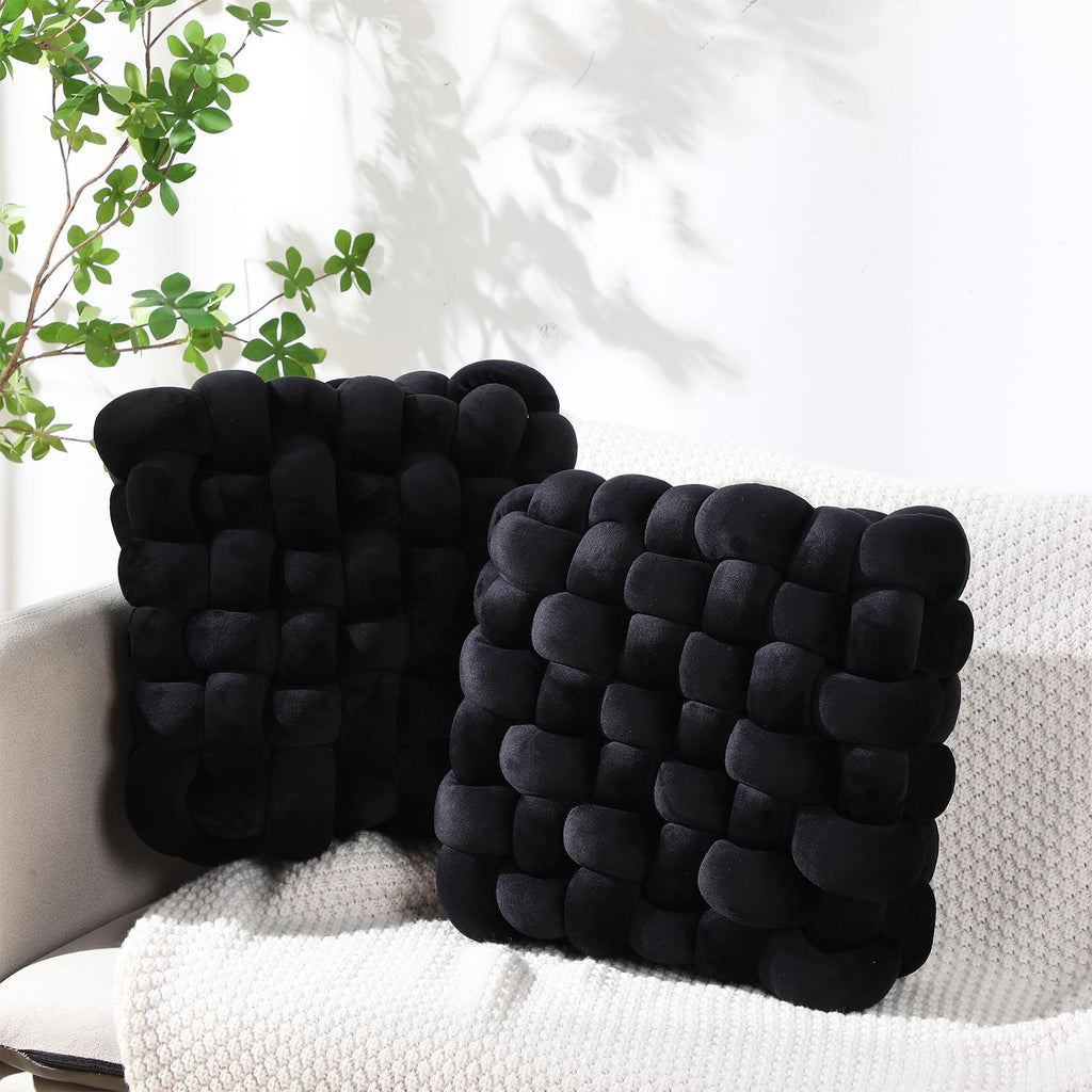 Wenqik 2 Pcs Knot Pillows Square Throw Pillow, Caramel, Crystal Velvet