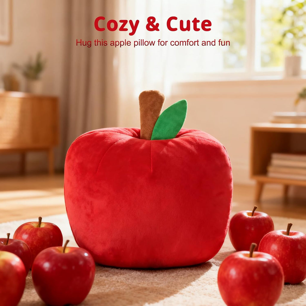 LANPU Cute Apple Shaped Plush Pillow – Soft Fruit Cushion for Couch