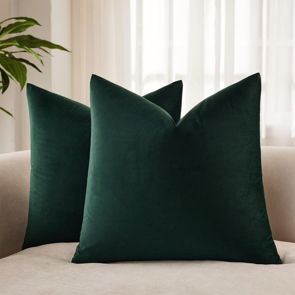 Velvet Throw Pillow Covers 18x18 for Couch Bed Sofa,Eggplant Purple