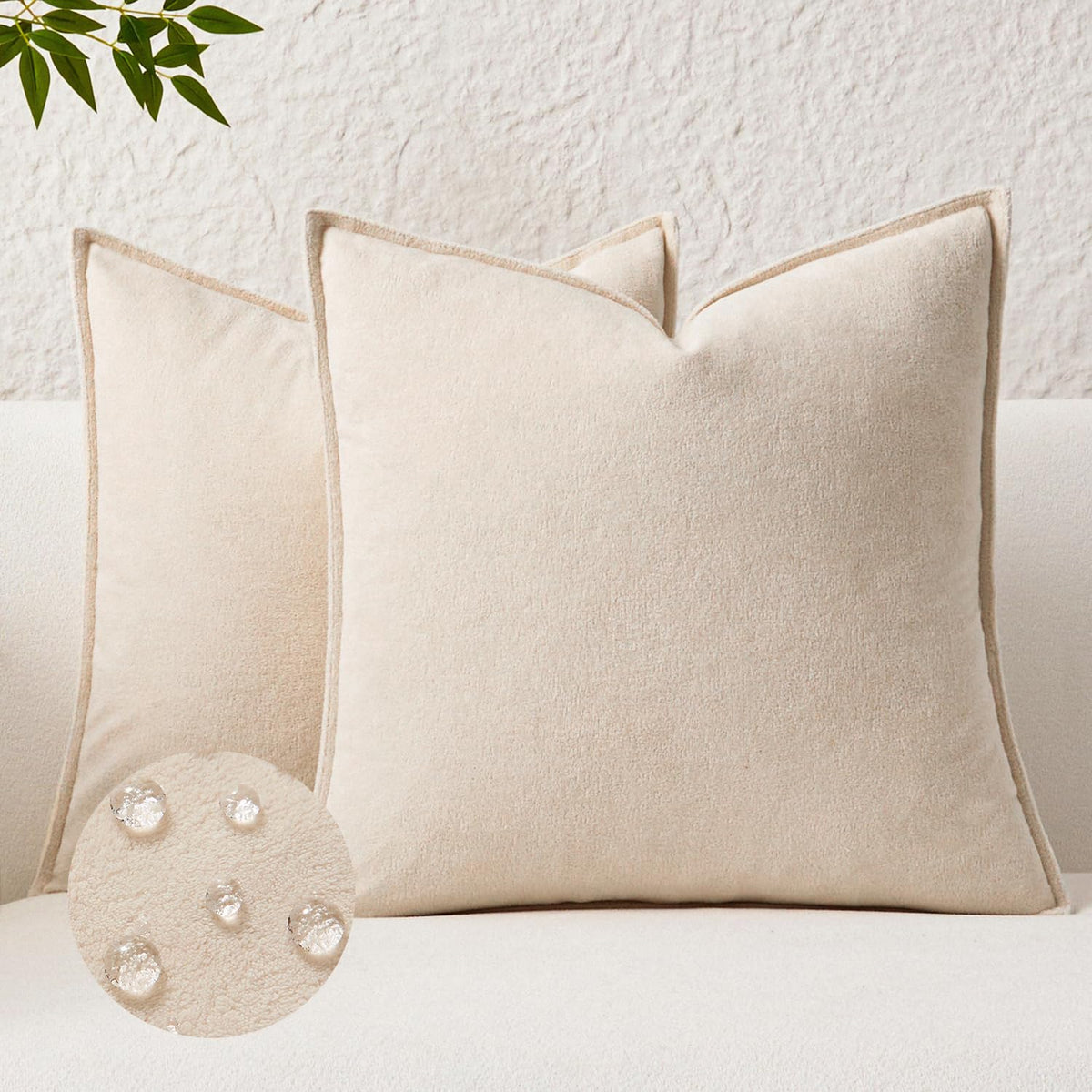 Kevin Textile Soft Waterproof Pillow Covers 20x20 Inch 2 Pack, Moss Green