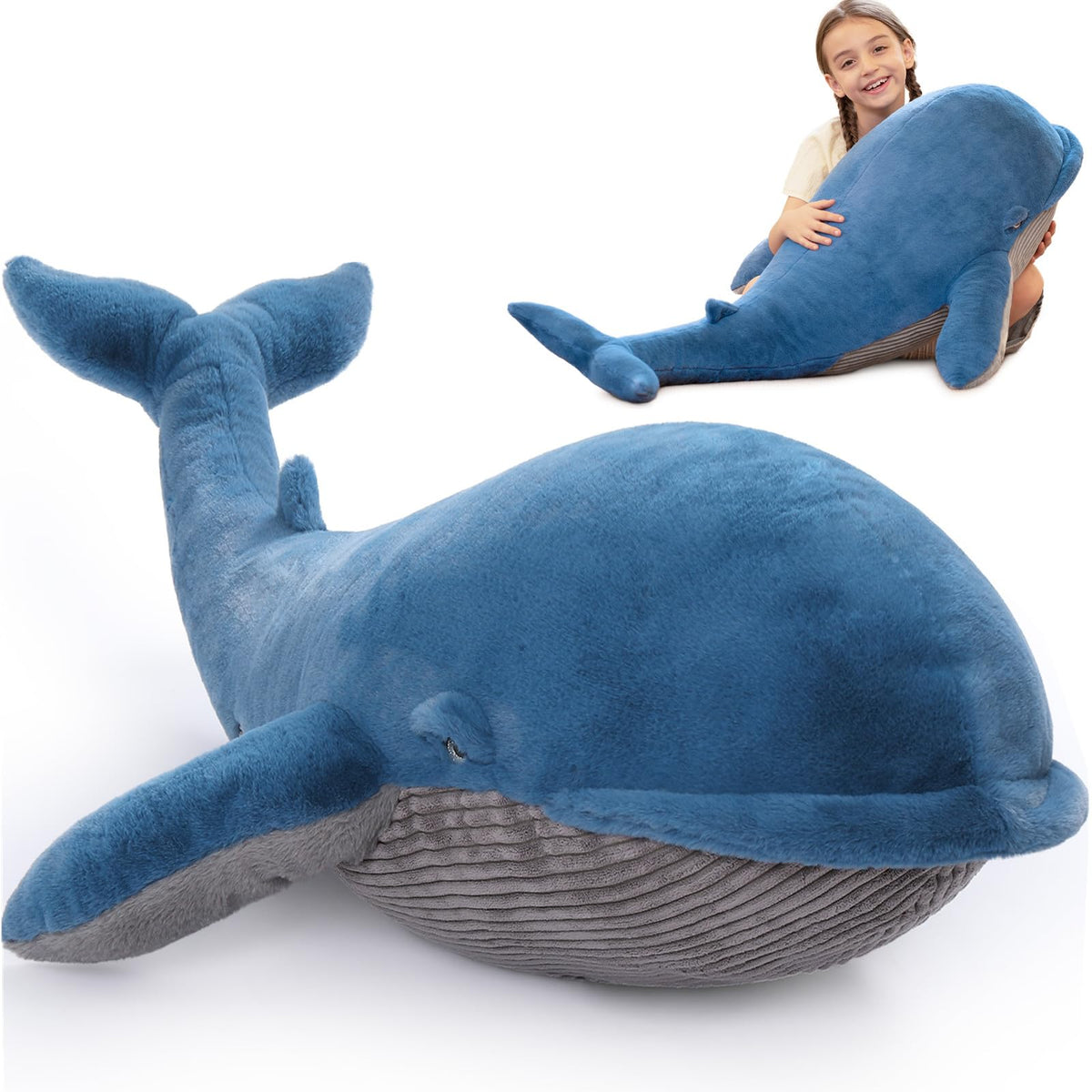 Tezituor 43" Pink Whale Stuffed Animal, Giant Whale Plush Pillow for Girls