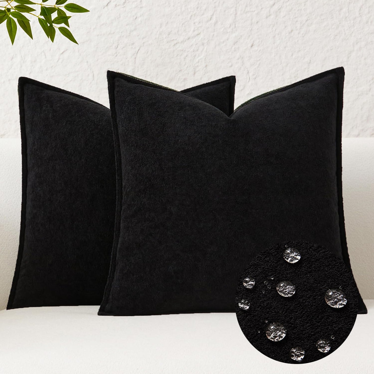 Kevin Textile Soft Waterproof Pillow Covers 20x20 Inch 2 Pack, Moss Green