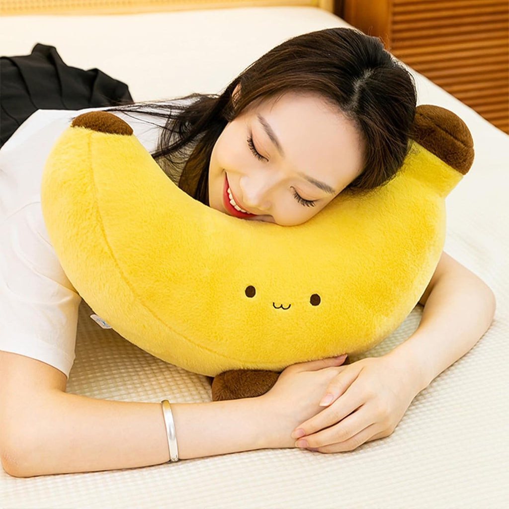 Banana Pillow,Soft Banana Shaped Decorative Throw Pillows with Foot,Cute Yellow Fruit Pillow for Bed,Chair,Sofa,Desk (Yellow-18inch)