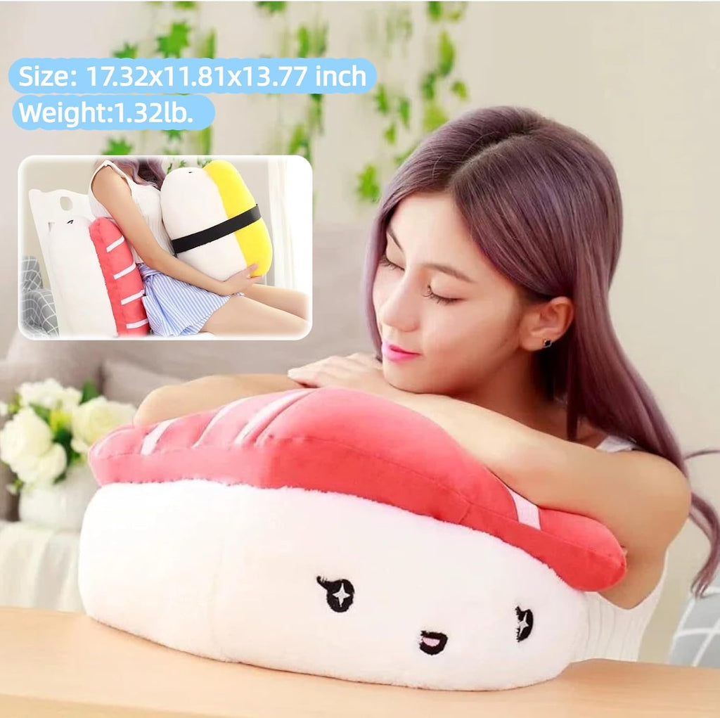 1 Piece Sushi Shaped Plush Throw Pillow Pink Chair Cushion Cute Pillows King Size Couch Pillow Funny Decorative Bed Pillows Fashion Seating Cushions with Bedroom Living Room Decoration (Dark Pink)