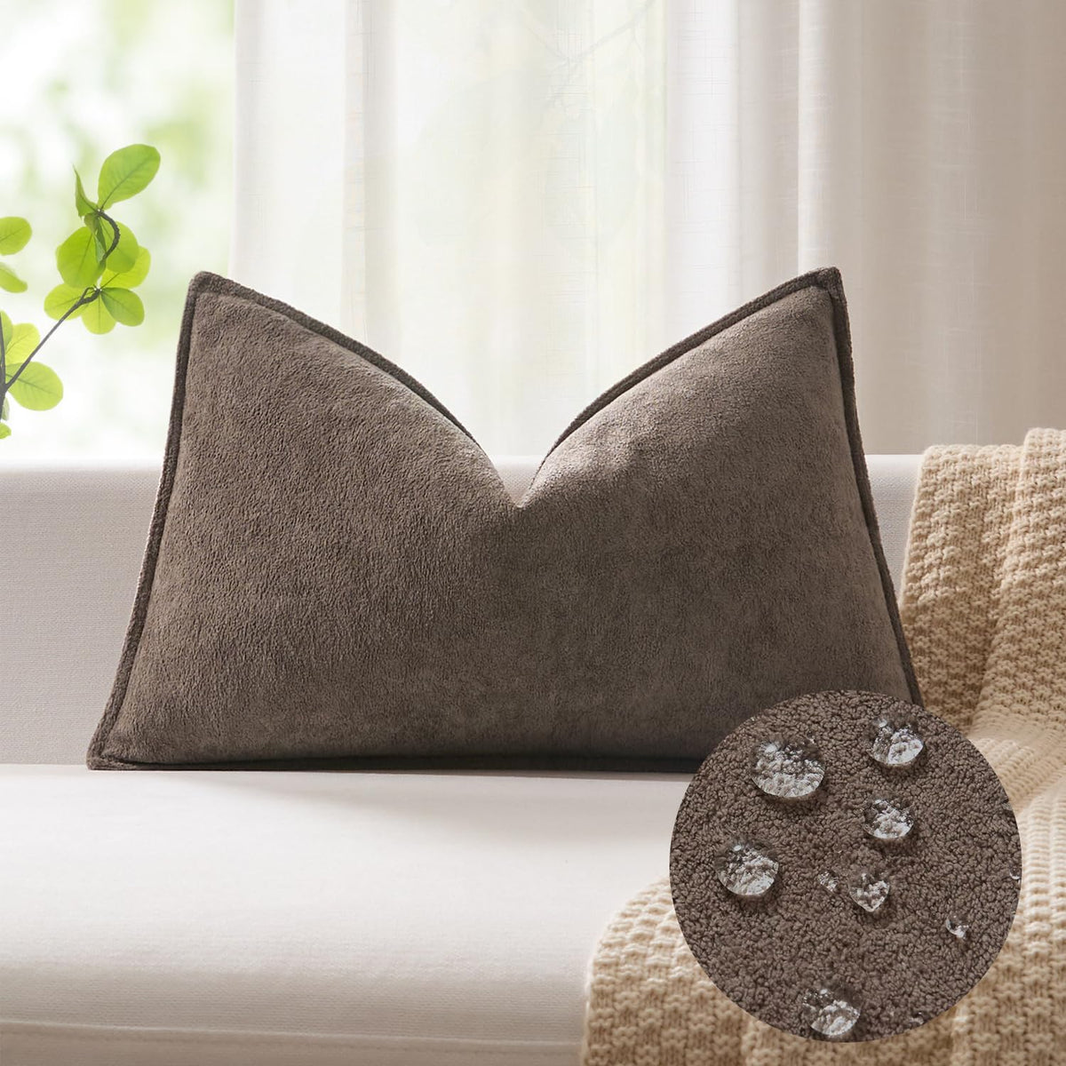 Kevin Textile Soft Waterproof Pillow Covers 20x20 Inch 2 Pack, Moss Green