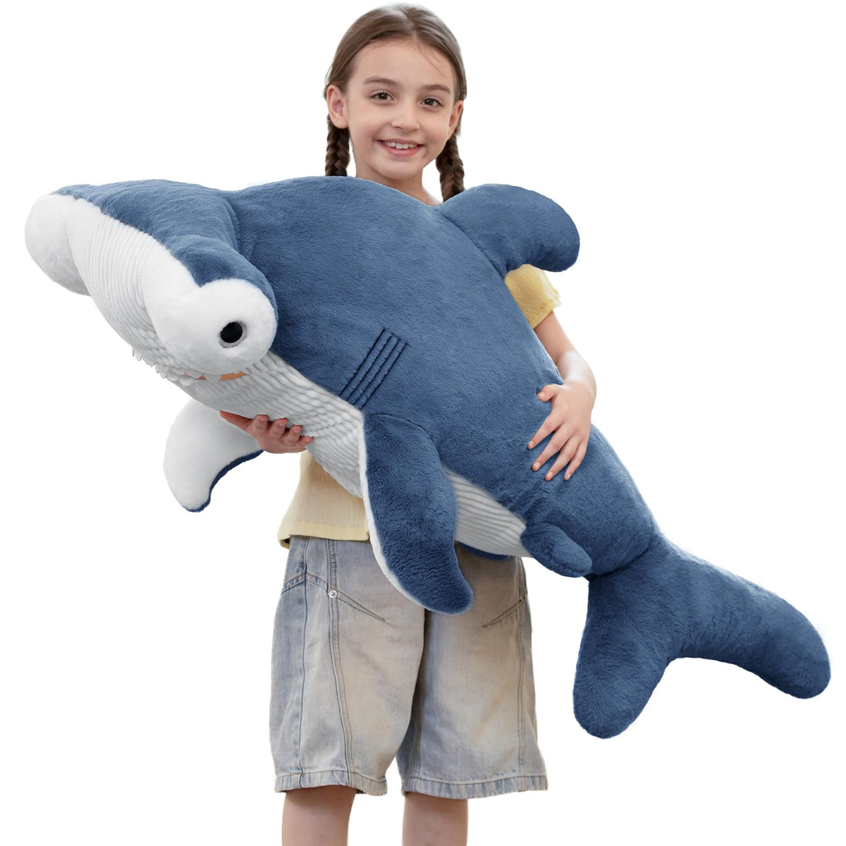 Tezituor 43" Pink Whale Stuffed Animal, Giant Whale Plush Pillow for Girls