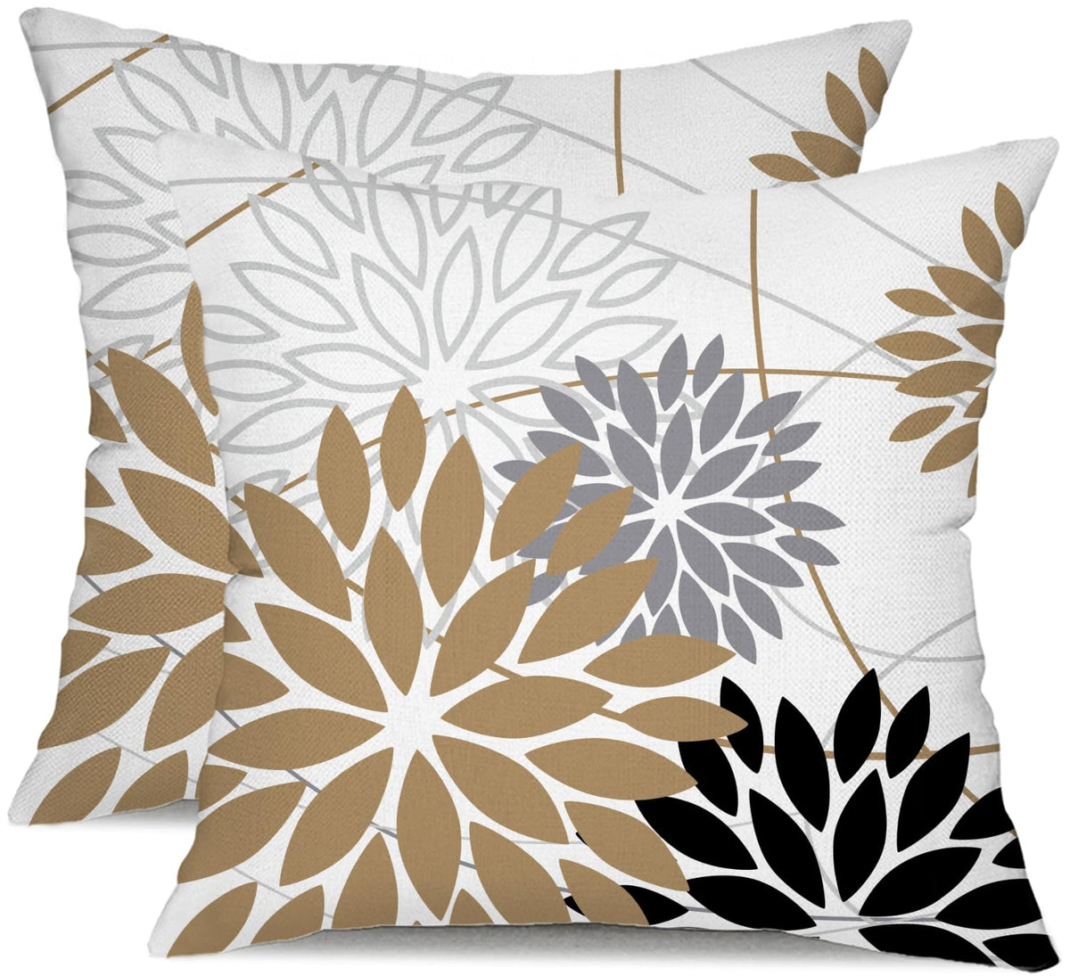 DFXSZ Blue Gray Floral Outdoor Pillow Covers 18x18 Set of 2 Waterproof