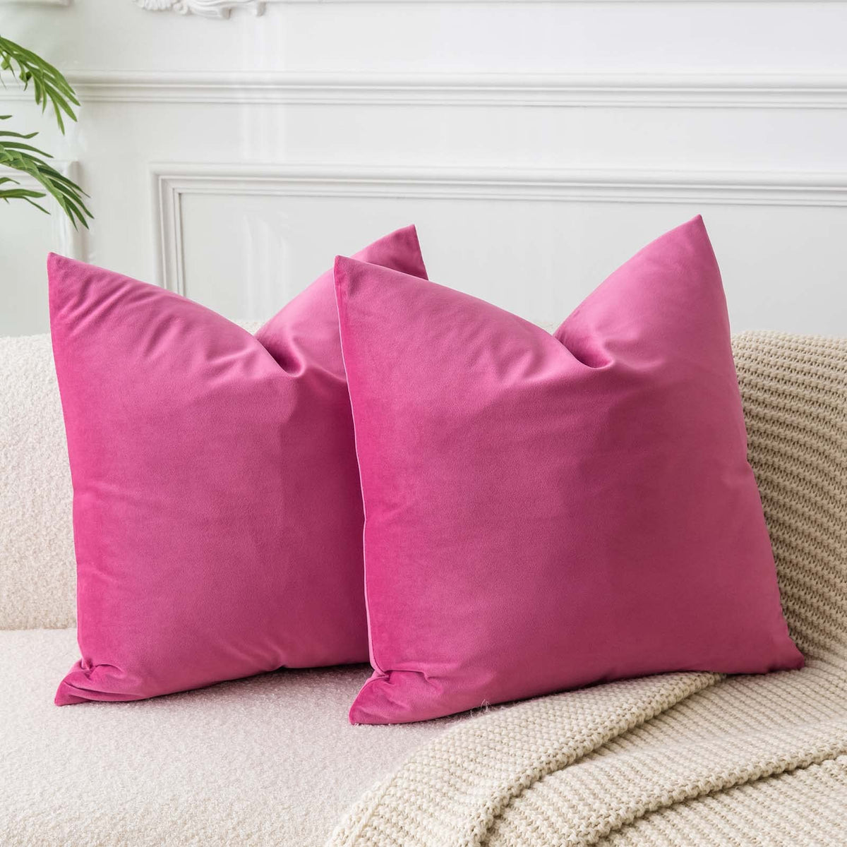 Velvet Throw Pillow Covers 18x18 for Couch Bed Sofa,Eggplant Purple