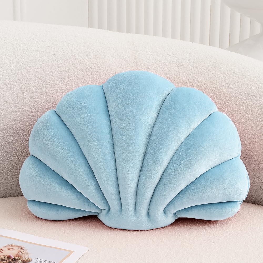 XIAIJIA Seashell Throw Pillows, Pink Shell Shaped Pillow, Velvet, 14 Inch