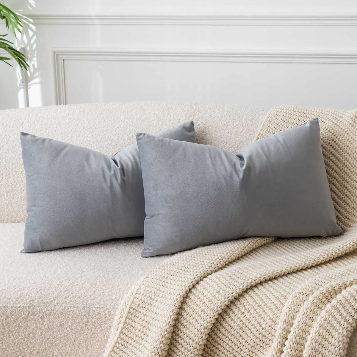Velvet Throw Pillow Covers 18x18 for Couch Bed Sofa,Eggplant Purple
