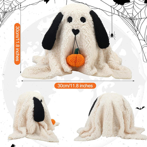11.8 Inch Halloween Dog Ghost Shaped Throw Pillow with Pumpkin