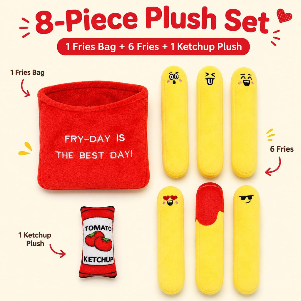 ChezMax Emotional Support Fries Stuffed Plush - Cute Funny Plushie Pillow