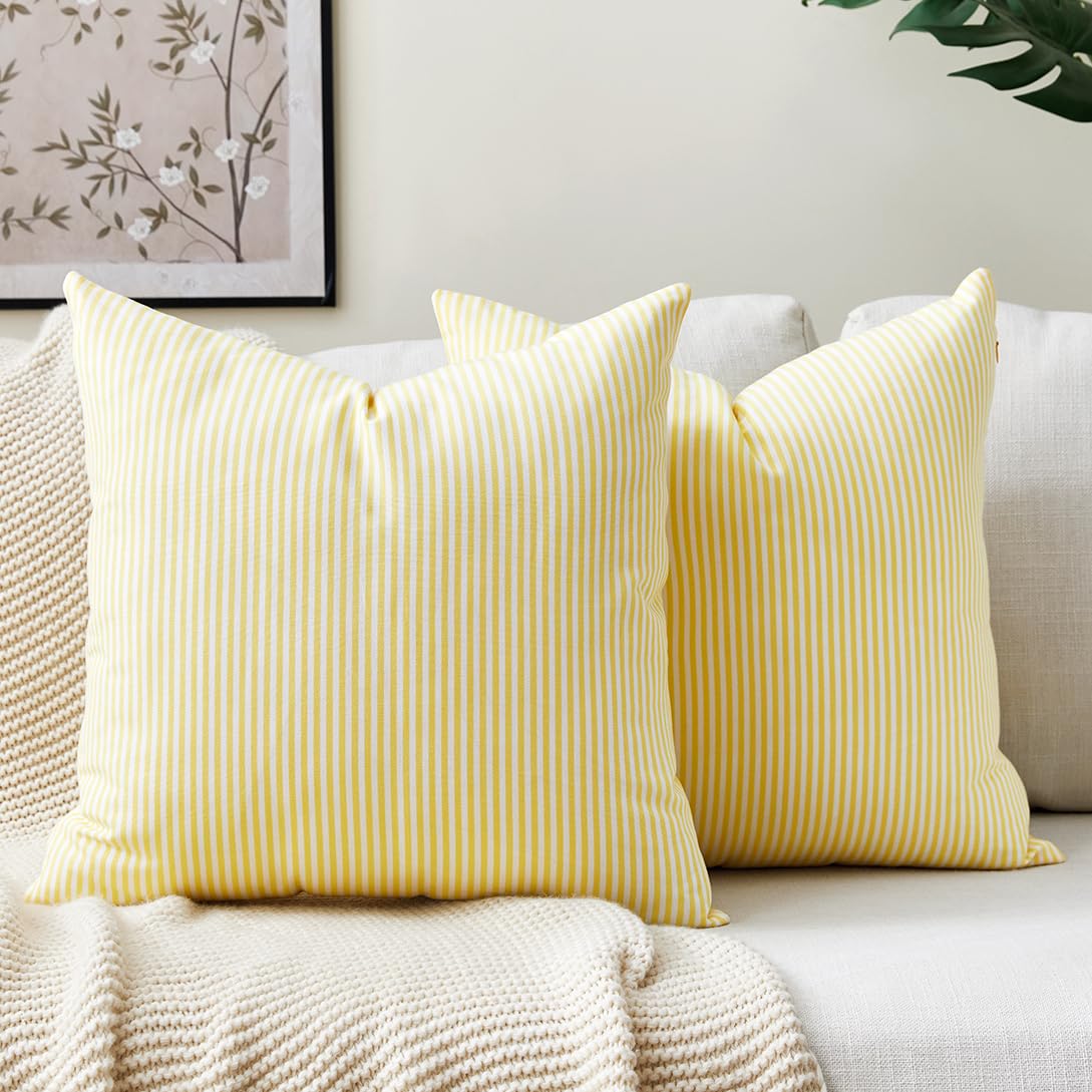 Farmhouse Brown Gingham Checkered Plaid Throw Pillow Covers 20x20 Set of 2