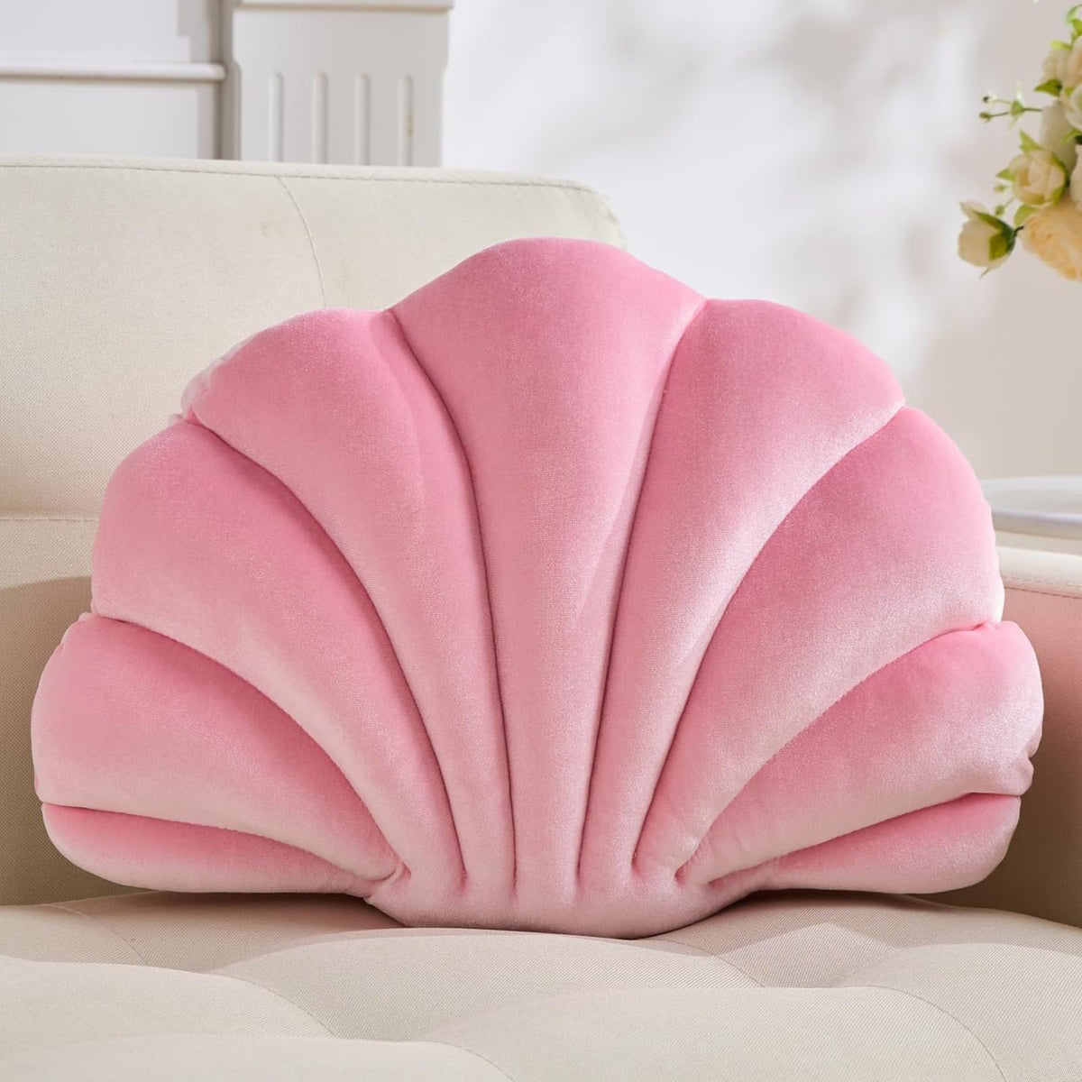 Shell Pillow,Light Pink Seashell Pillow 13x10 Inch