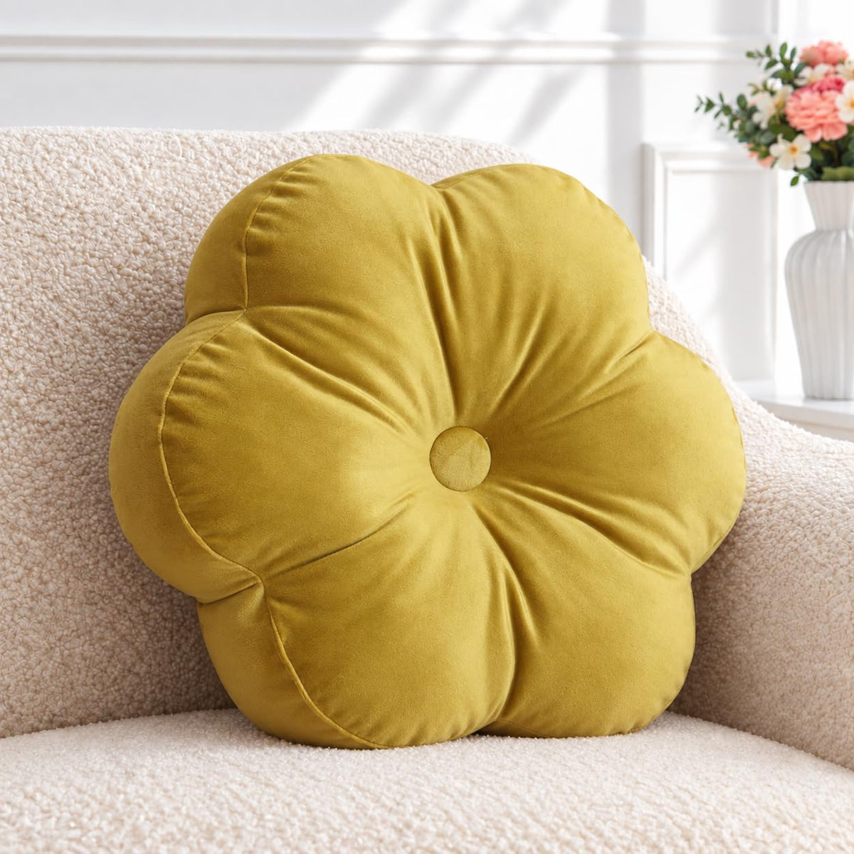 ARTMAGIC Flower Shaped Throw Pillow Velvet Cute Decorative Throw Pillows