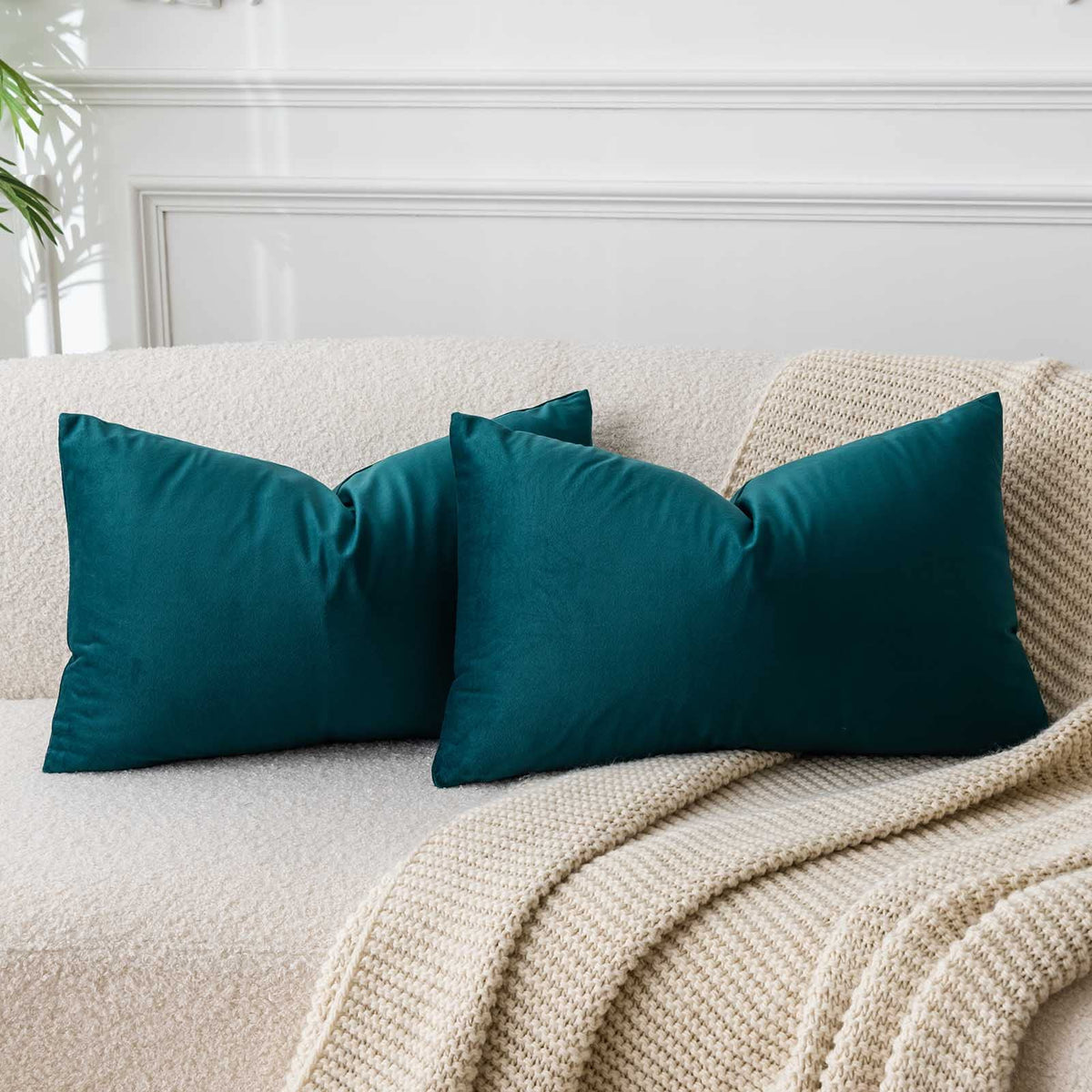 Velvet Throw Pillow Covers 18x18 for Couch Bed Sofa,Eggplant Purple
