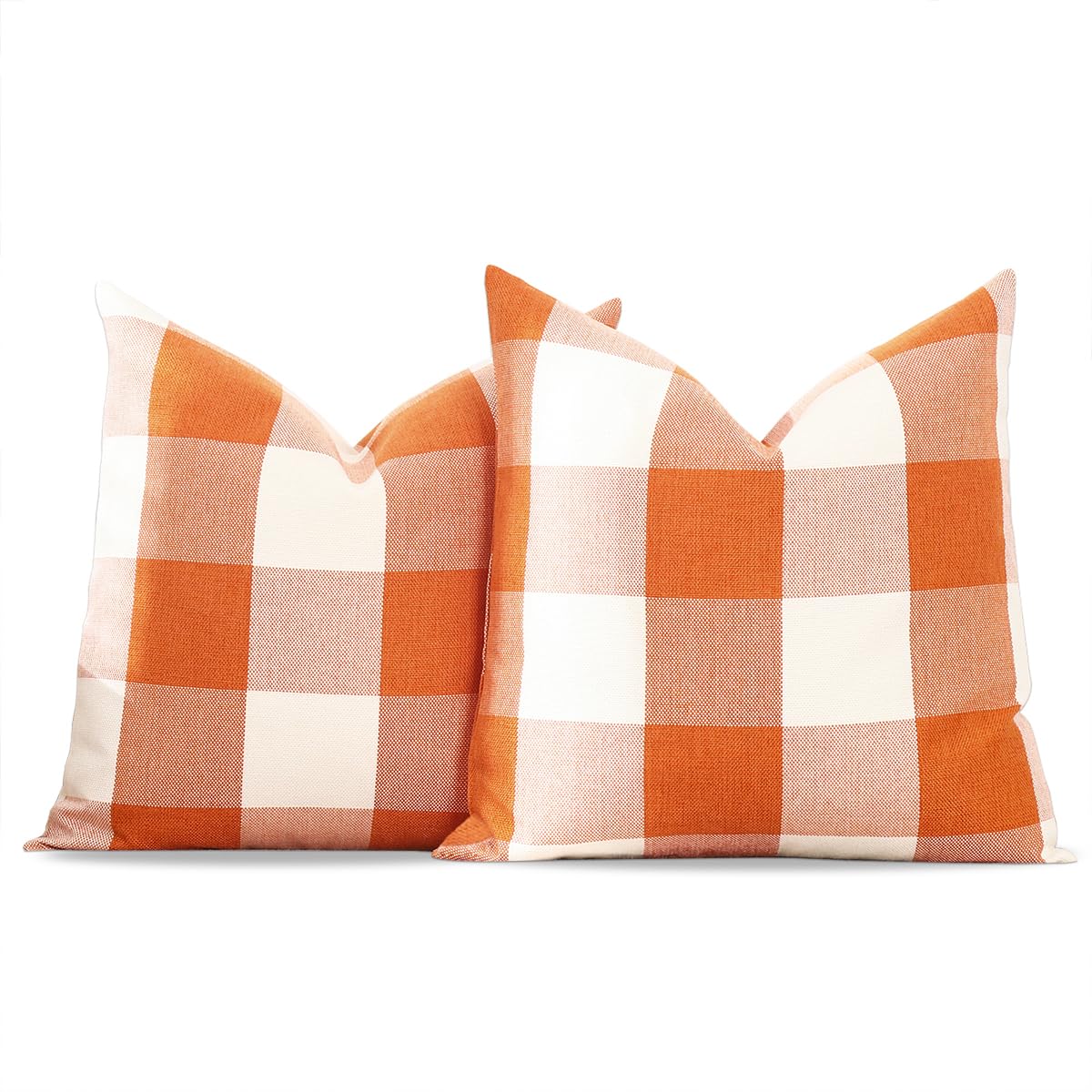 Brown Plaid Farmhouse Checkered Throw Pillow Cover 20x20 for Bed Couch Sofa
