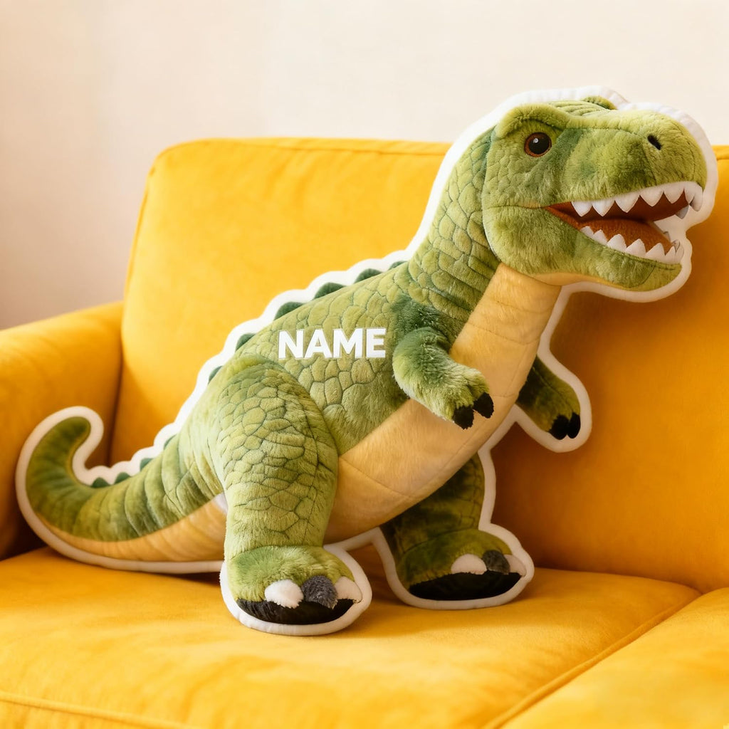 Personalized Dinosaur Shaped Pillow, Custom Name Plush Stuffed Pillows, Suitable for Beds, Sofas, Bedrooms, Living Rooms Custom Decorative Cushion Gifts for Birthday and Anniversary