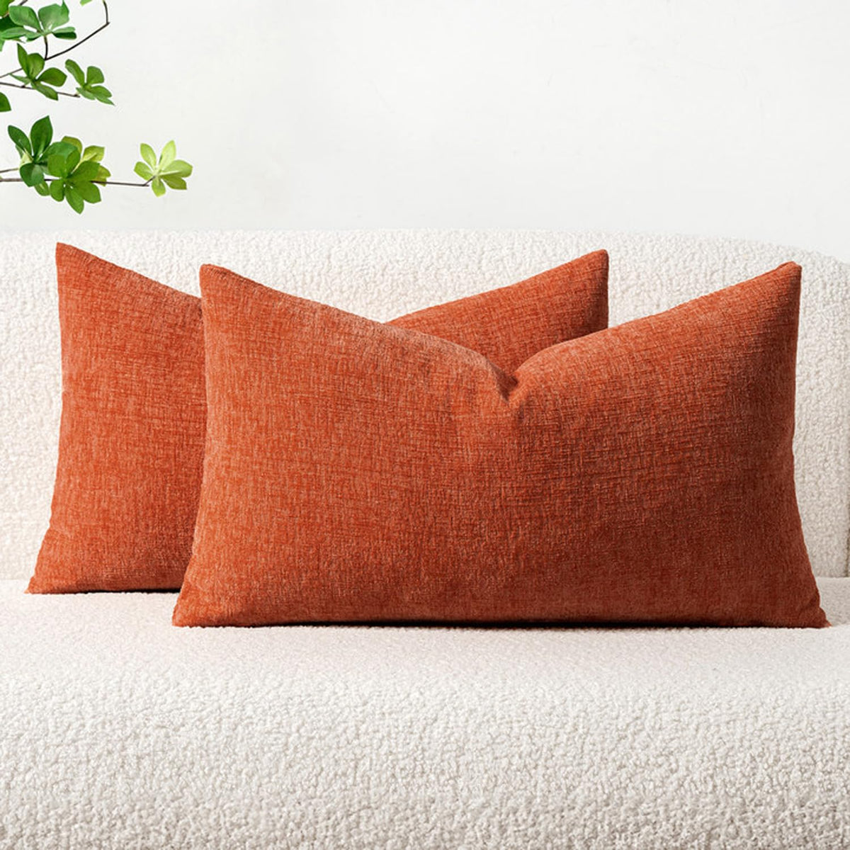 MIULEE Soft Chenille Throw Pillow Covers Green 18x18 Inch Pack of 2
