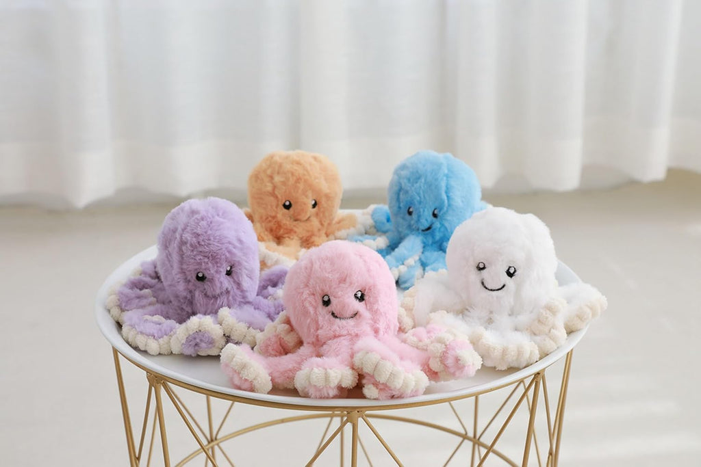 Cute Plush Octopus Stuffed Toy Pillow - Soft Kids' Cushion for Toddler Bed & Playroom，Soft Marine Animal Decorations (Khaki, 15.7 inch)