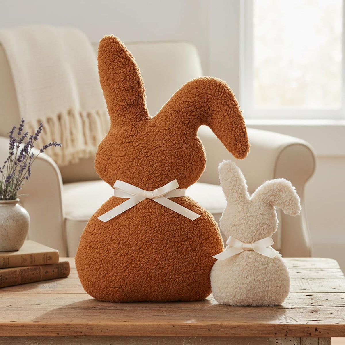 2Pcs Easter Bunny Pillow Bunny Shaped Pillows Easter Decor Gifts Home Sofa Decor Gift for Adults