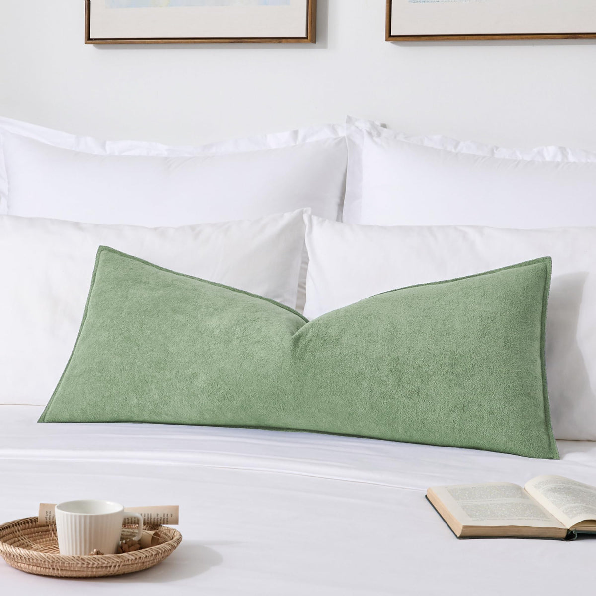 Kevin Textile Soft Waterproof Pillow Covers 20x20 Inch 2 Pack, Moss Green