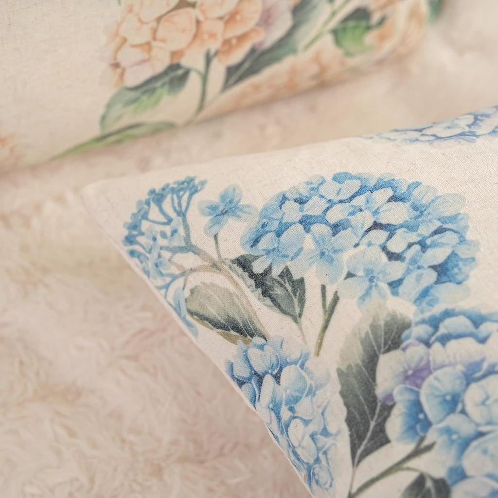 GEEORY Hydrangea Floral Throw Pillow Covers Set of 2, 18x18, Blue