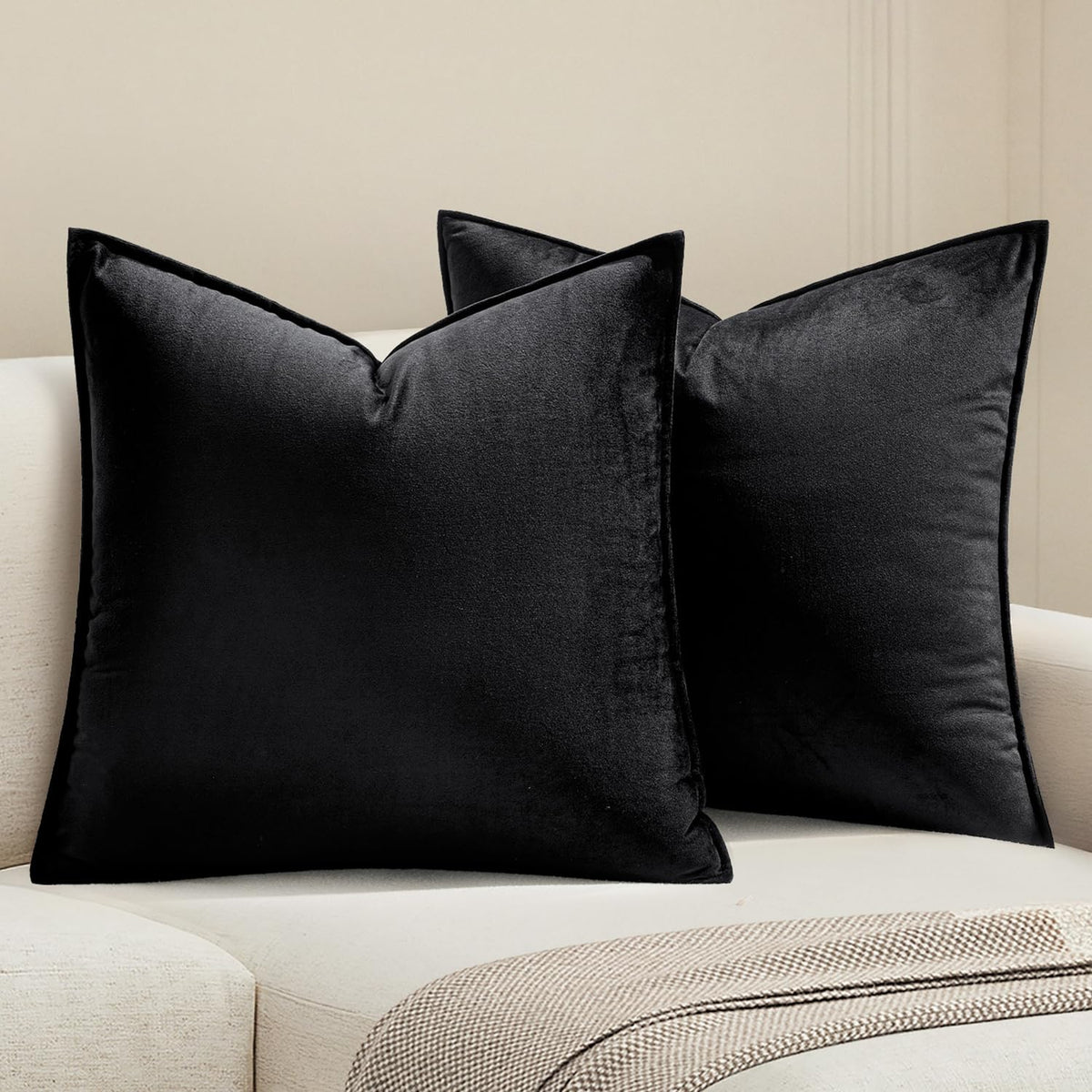 MIULEE Decorative Brown Velvet Throw Pillow Covers for Couch 18x18 Inch
