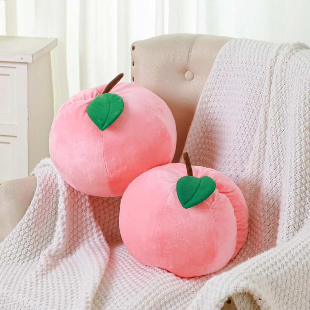 Beeveer 2 Pcs Peach Fruit Pillow Plush Toy Cute Fun Kawaii Gifts Room Decor