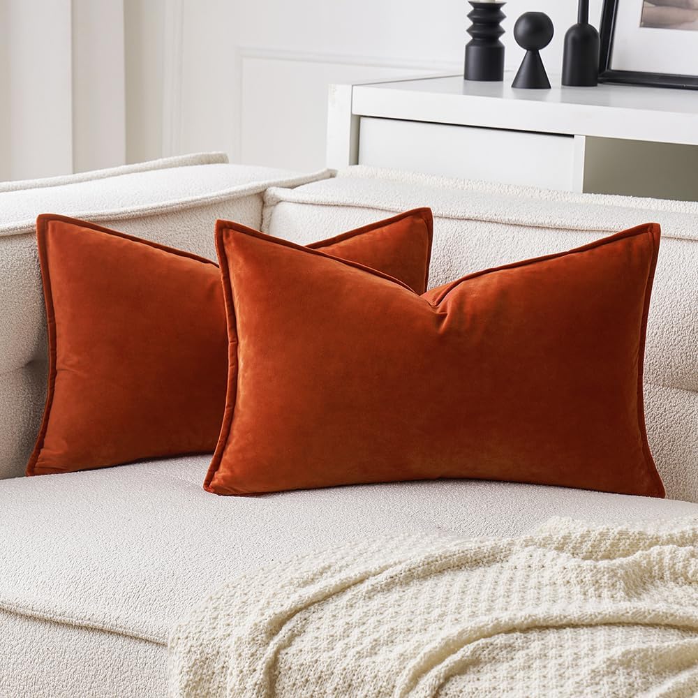 MIULEE Decorative Brown Velvet Throw Pillow Covers for Couch 18x18 Inch