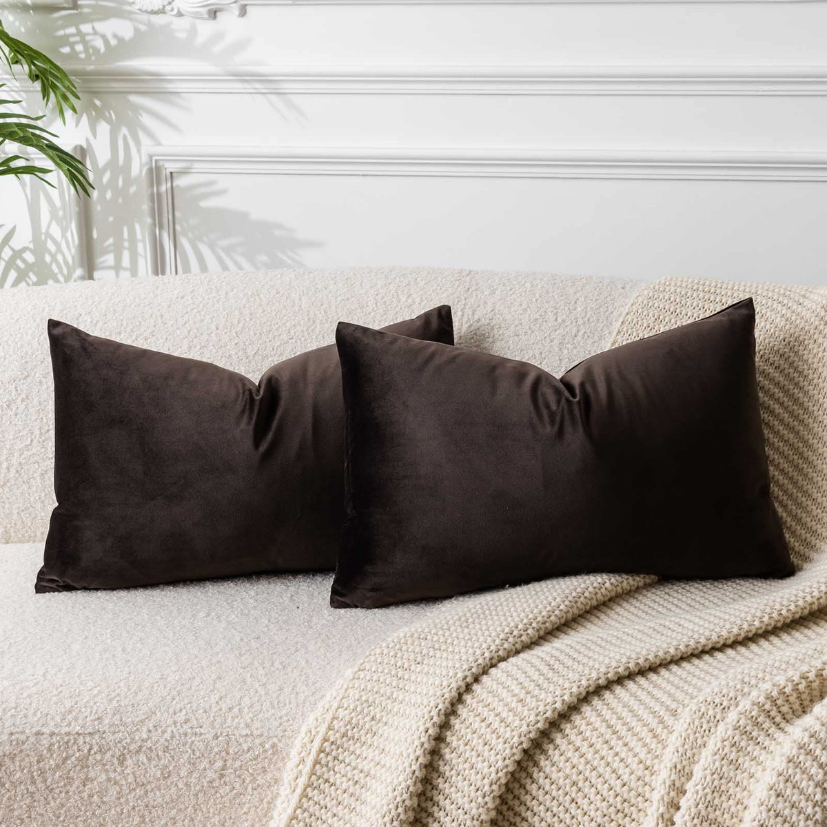 Velvet Throw Pillow Covers 18x18 for Couch Bed Sofa,Eggplant Purple