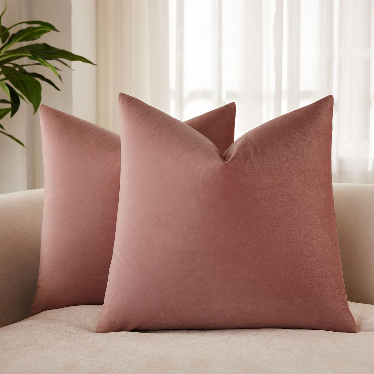 Velvet Throw Pillow Covers 18x18 for Couch Bed Sofa,Eggplant Purple